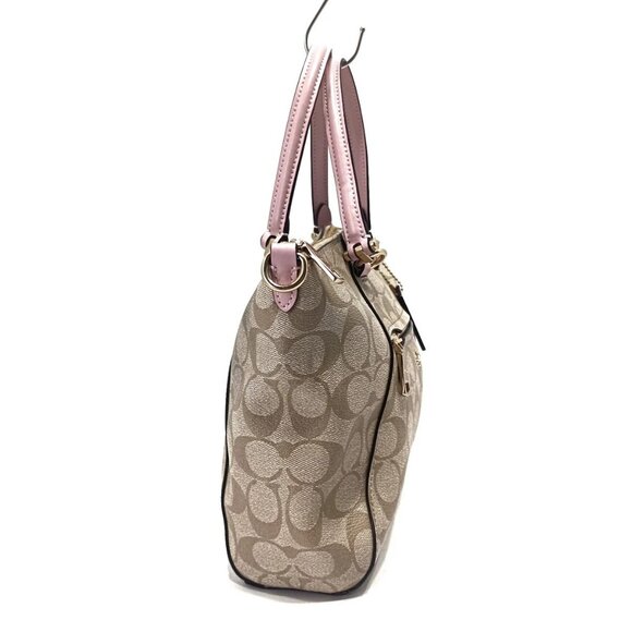 Auth COACH Prairie Satchel Polished Pebbled Leather 79998 Beige Light Pink PVC - Picture 10 of 12